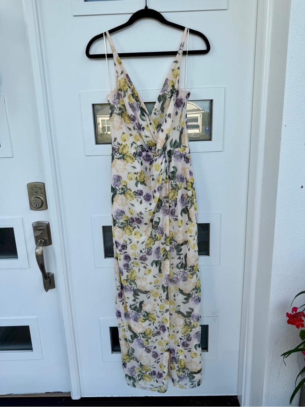 Abercrombie & Fitch Cream Floral Maxi Dress with Yellow & Purple Flowers